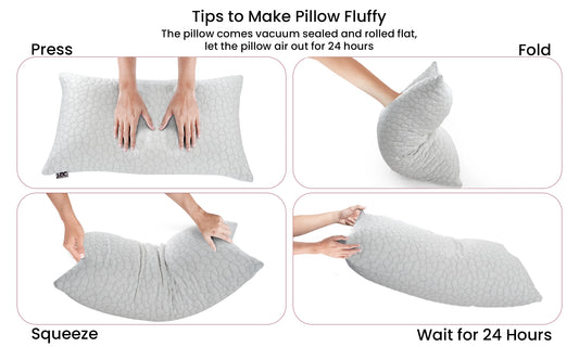 Lux Decor Shredded Memory Foam Pillows 2 Pack with Washable Cover - Adjustable Loft Breathable Stone Pattern