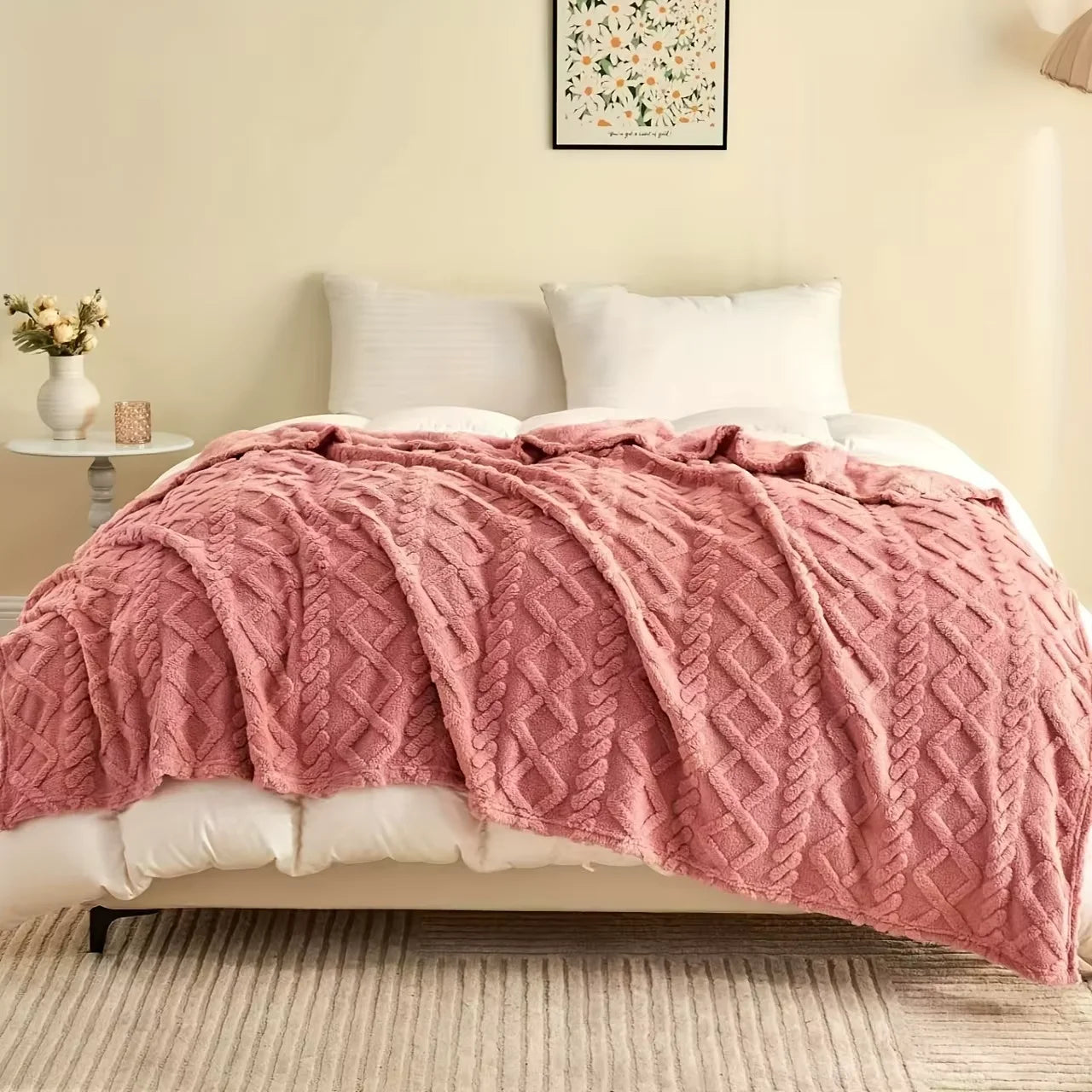 Lamb Fleece Blanket Soft Plush Warm Cozy Throw Blanket