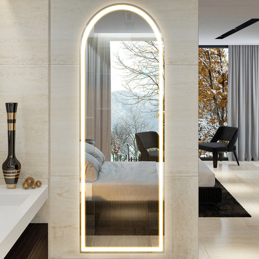 LED Full Length Mirror with 3 Color Lighting Aluminum Frame