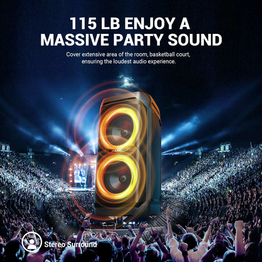 Bluetooth Speaker 100W RMS Waterproof Party Boombox Lights