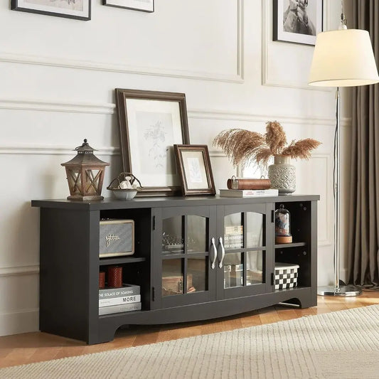 4-Piece Living Room Set with TV Stand for up to 65" TV, Coffee Table, and 2 End Tables with Charging Stations