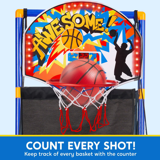Arcade Basketball Game with 4 Balls, Adjustable Height, Stand and Hoop