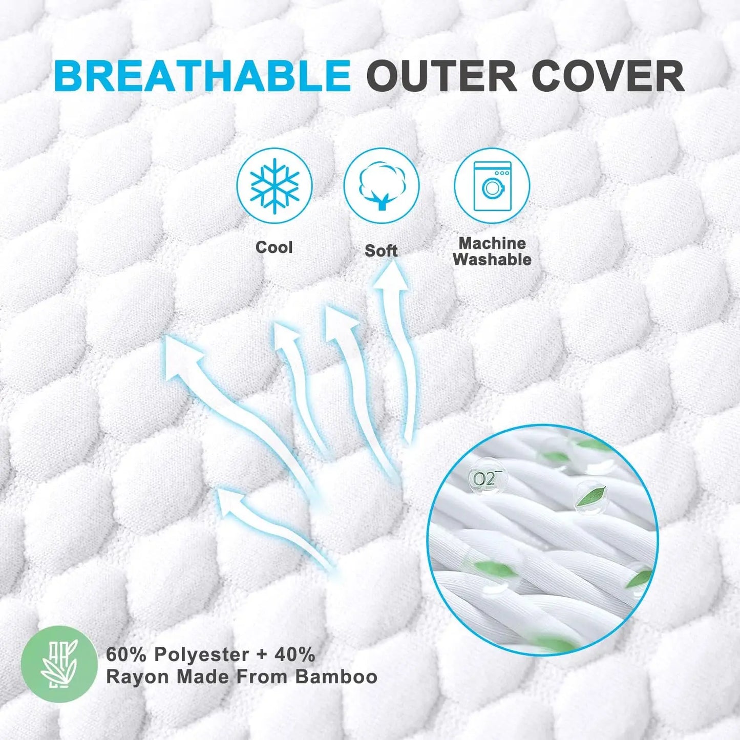 King Size Cooling Pillows Set of 2, Adjustable Shredded Memory Foam, Gel Infused 20x36 Inches