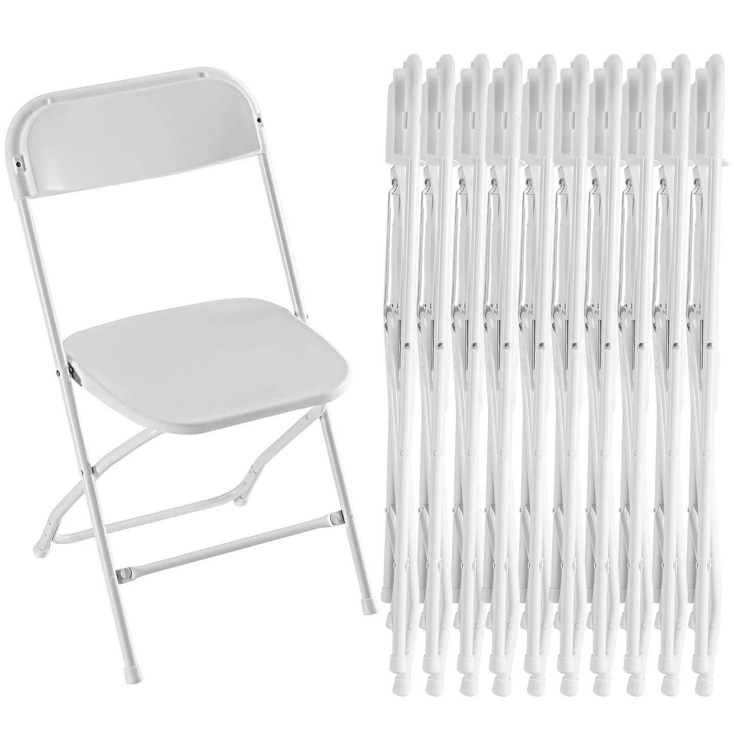 Folding Chairs 10 Pack Plastic Seat Metal Frame 330LB Capacity
