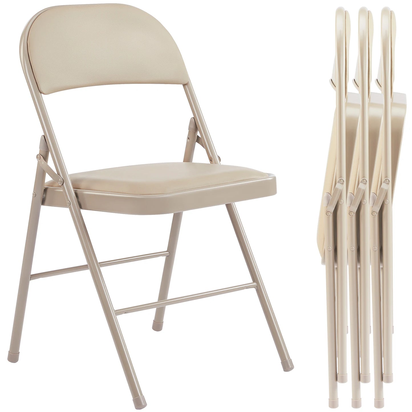 Leather Folding Chair 4 Pack Sturdy Durable Seating for Home & Events