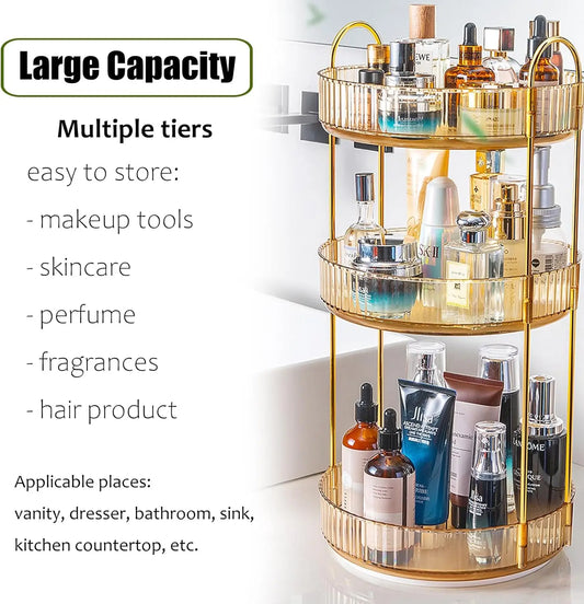 Rotating Organizer, 3 Tier, High-Capacity Storage for Countertop