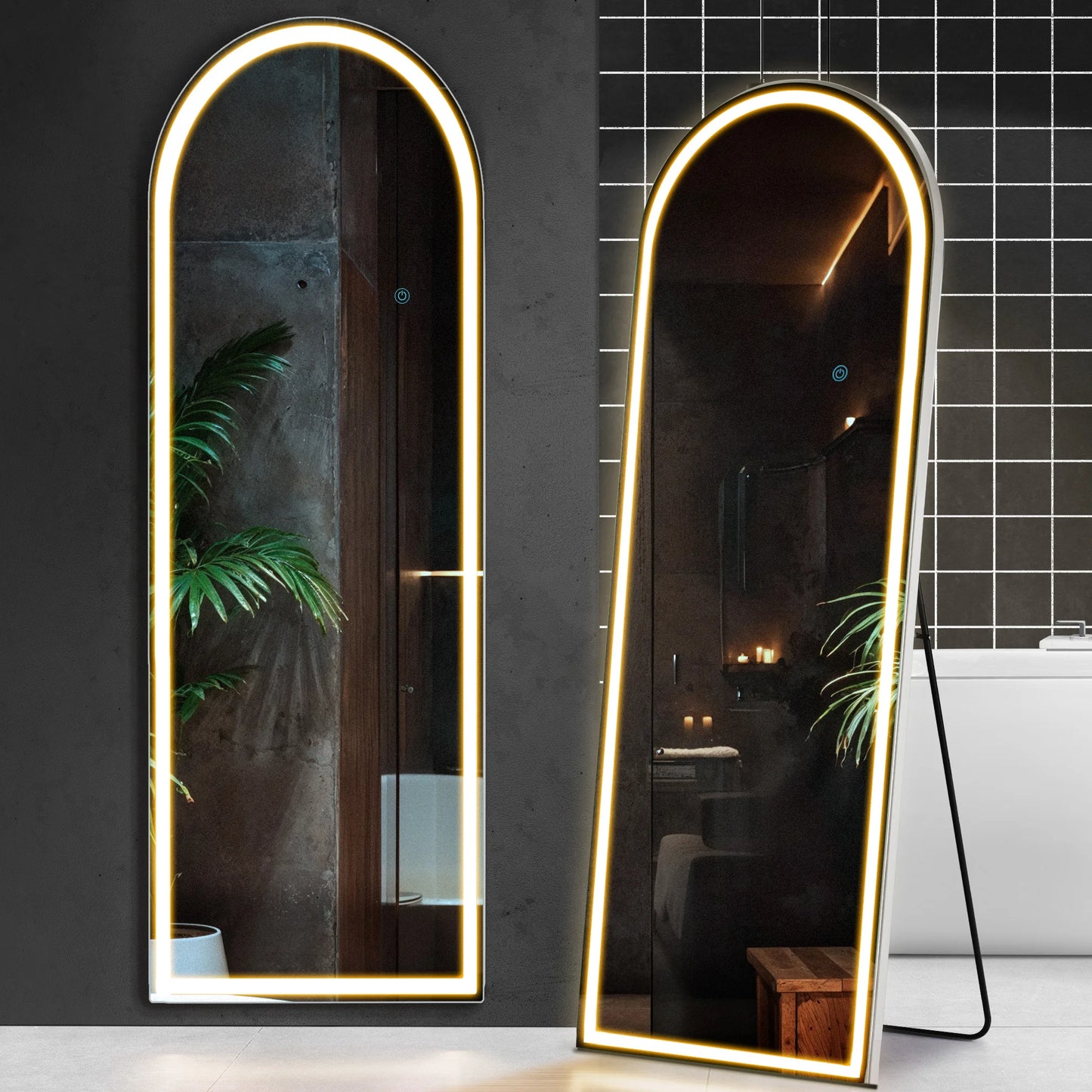 LED Full Length Mirror with 3 Color Lighting Aluminum Frame