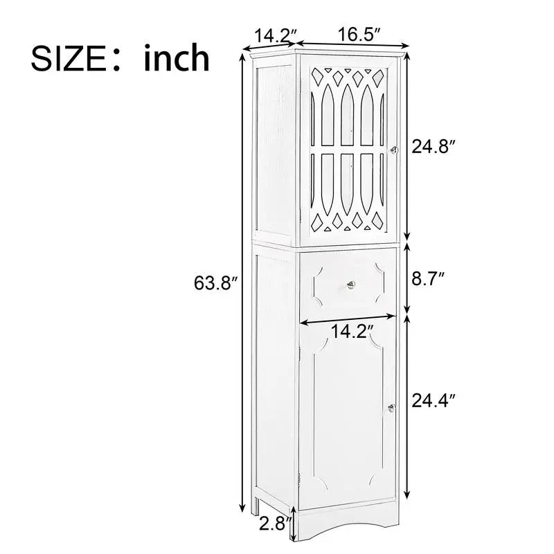 Freestanding Storage Cabinet Tall with Drawer Acrylic Door