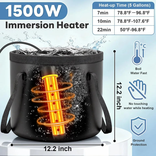 Portable Shower 1500W Heater 3 Spray Modes Rechargeable Pump