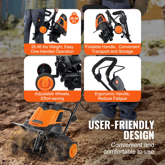 Electric Tiller 12 Amp 18" Width 3.94" Depth Corded