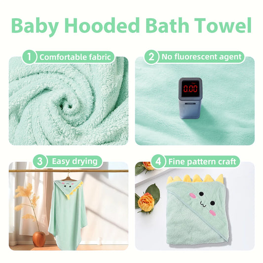 Baby Bath Towels 4PCS Soft & Absorbent w/ Hood for 0-5 yrs