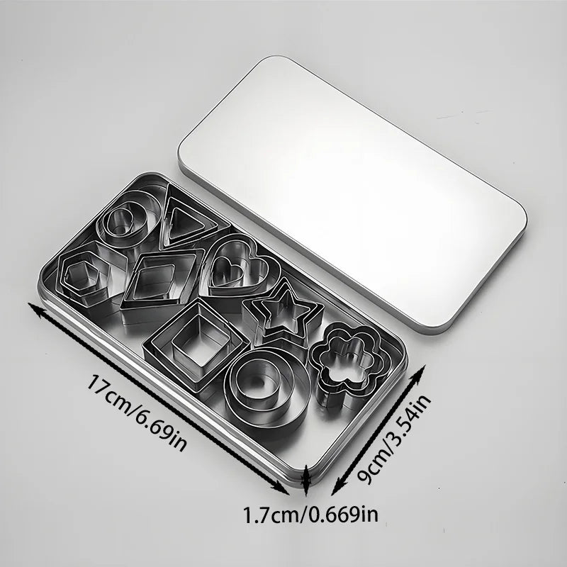 Cookie Cutter Set Stainless Steel Geometric Shapes with Clay Molds