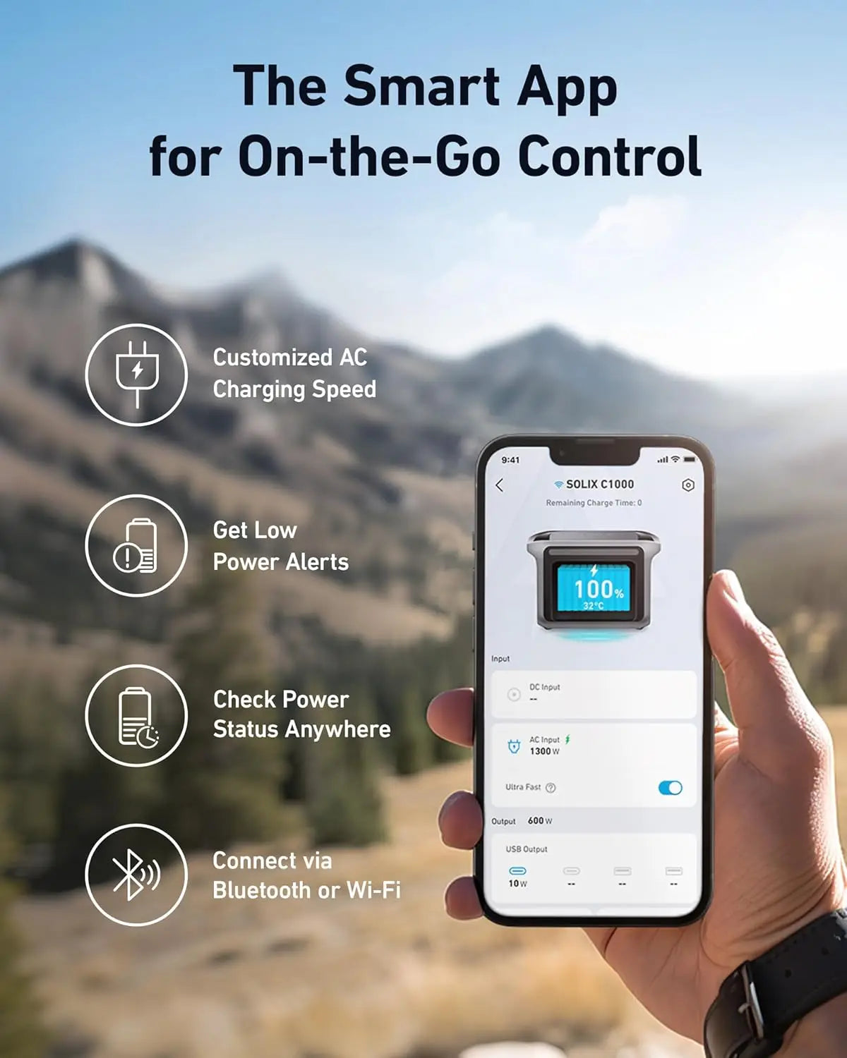 Portable Power Station C1000 1800W Peak 2400W Solar Generator