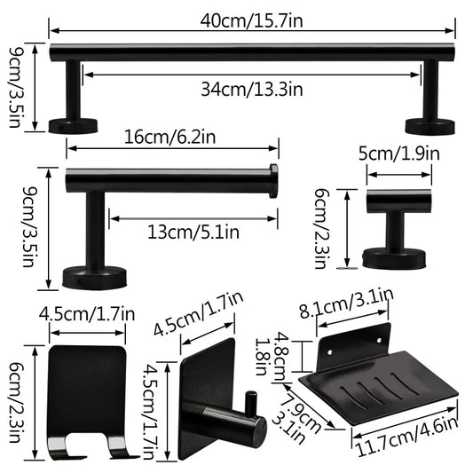 Towel Rack Set 7 Piece Bathroom Hardware Wall Mounted