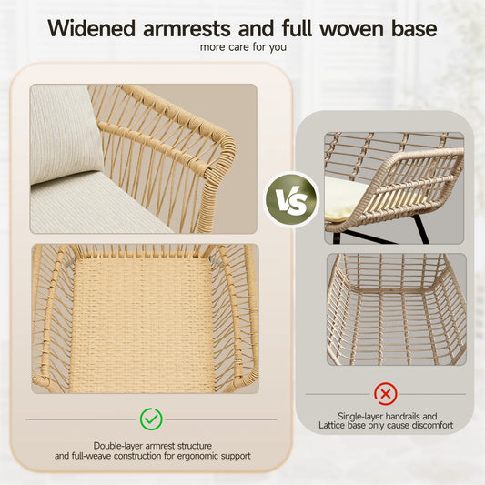 4 Piece Patio Wicker Set Loveseat Chairs Glass Table Outdoor Furniture