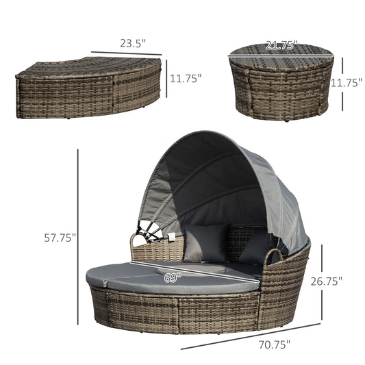 Outdoor Daybed with Canopy Comfortable Patio Lounge Bed for Garden