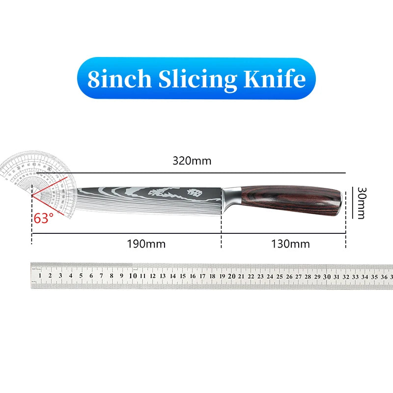 8 Inch Slicing Knife Japanese Kitchen Knife German Stainless Steel