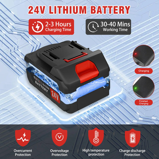 Cordless Grass Trimmer 3-in-1 Brush Wheels 21V/24V Lithium Battery