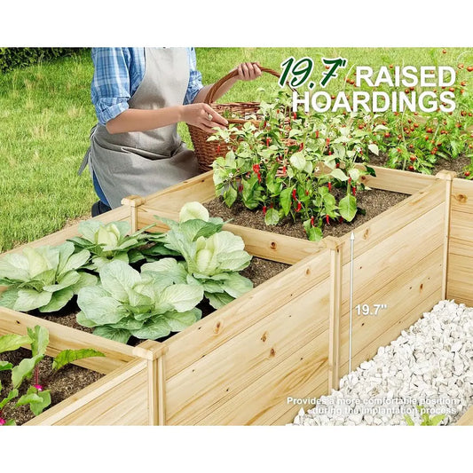 U-Shaped Raised Garden Bed Wooden Deep Planter Box