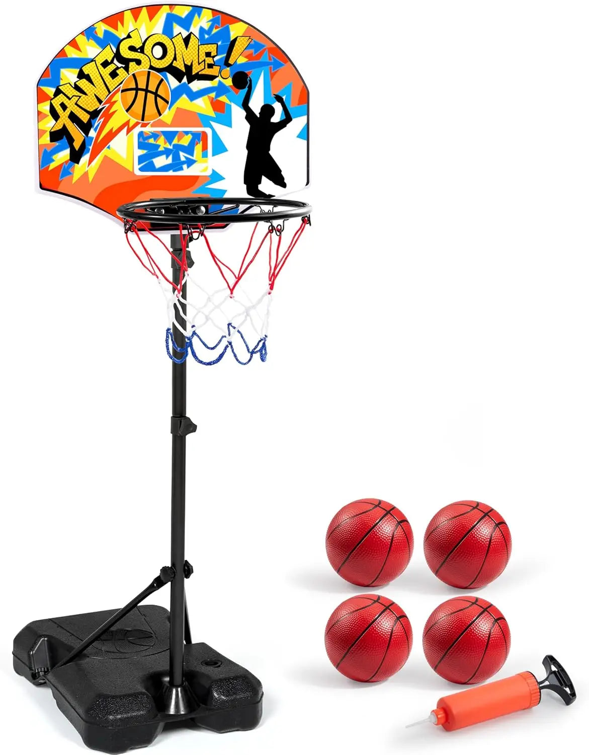 Arcade Basketball Game with 4 Balls, Adjustable Height, Stand and Hoop