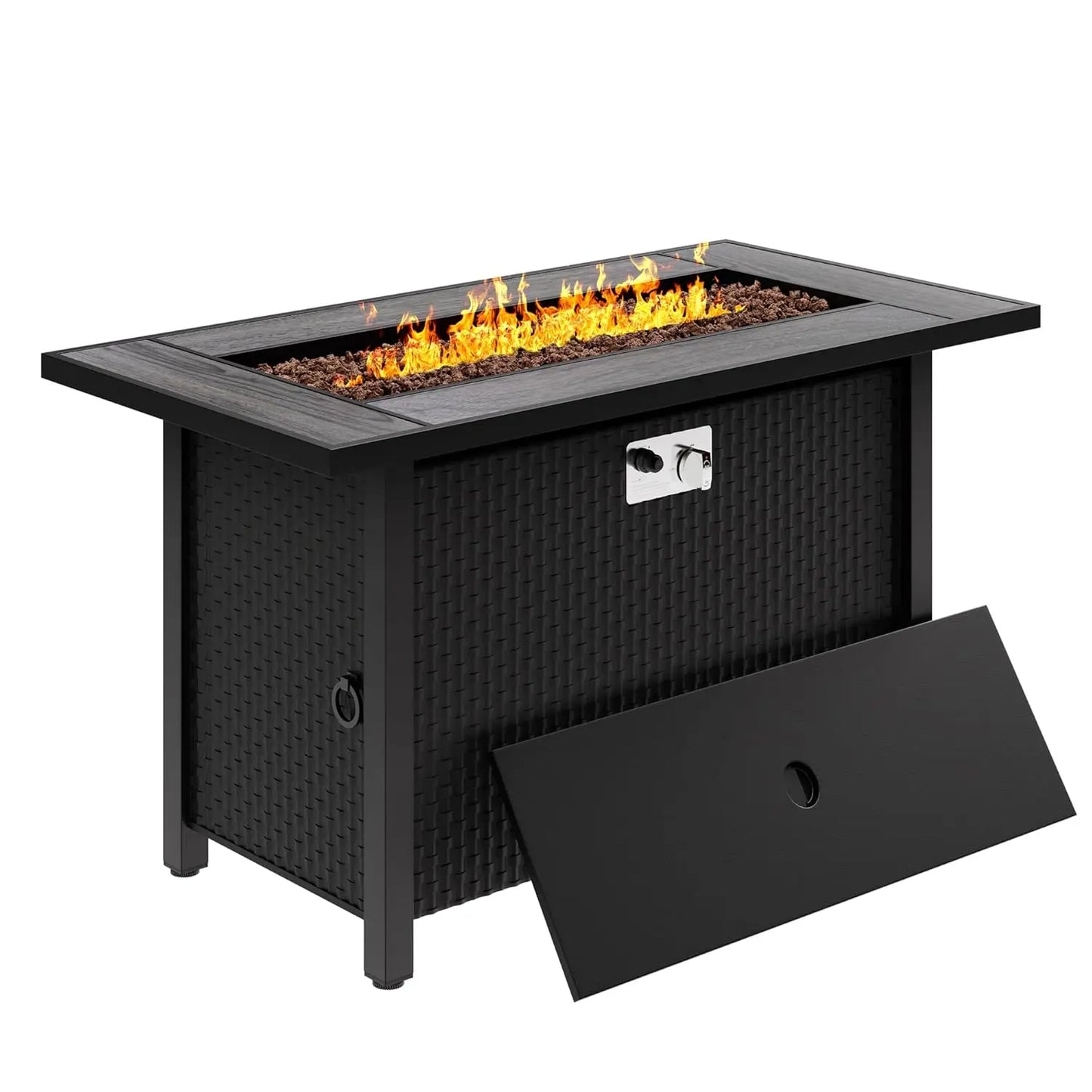 45in Fire Table 50000 BTU 3-in-1, Propane Fire Pit with Glass Wind Guard and Rain Cover, Customized