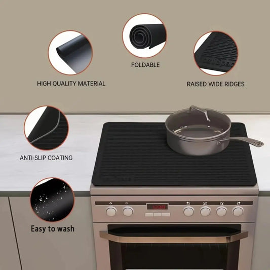 Silicone Stove Top Mat for Glass Stove Top, Electric Stove Protector, XL, Dish Drying Mat
