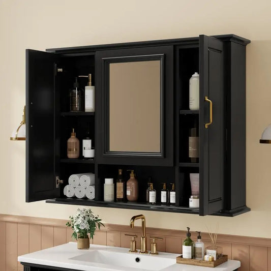 Wall Mounted Medicine Cabinet 36 Inch with Mirror 3 Doors