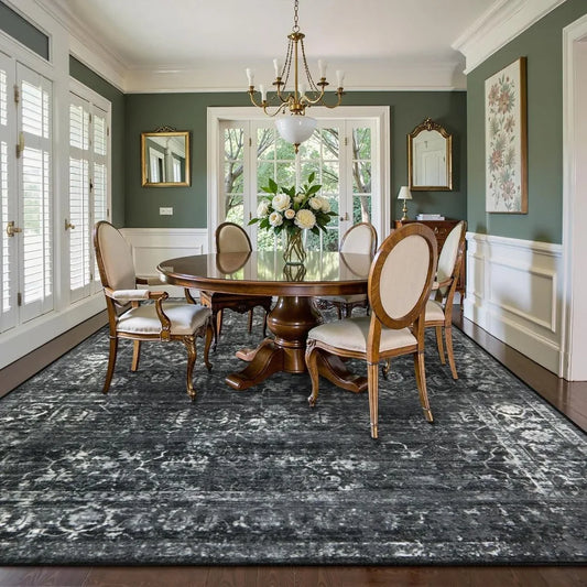 Area Rugs 9x12 Distressed Non Slip Low Pile Carpet