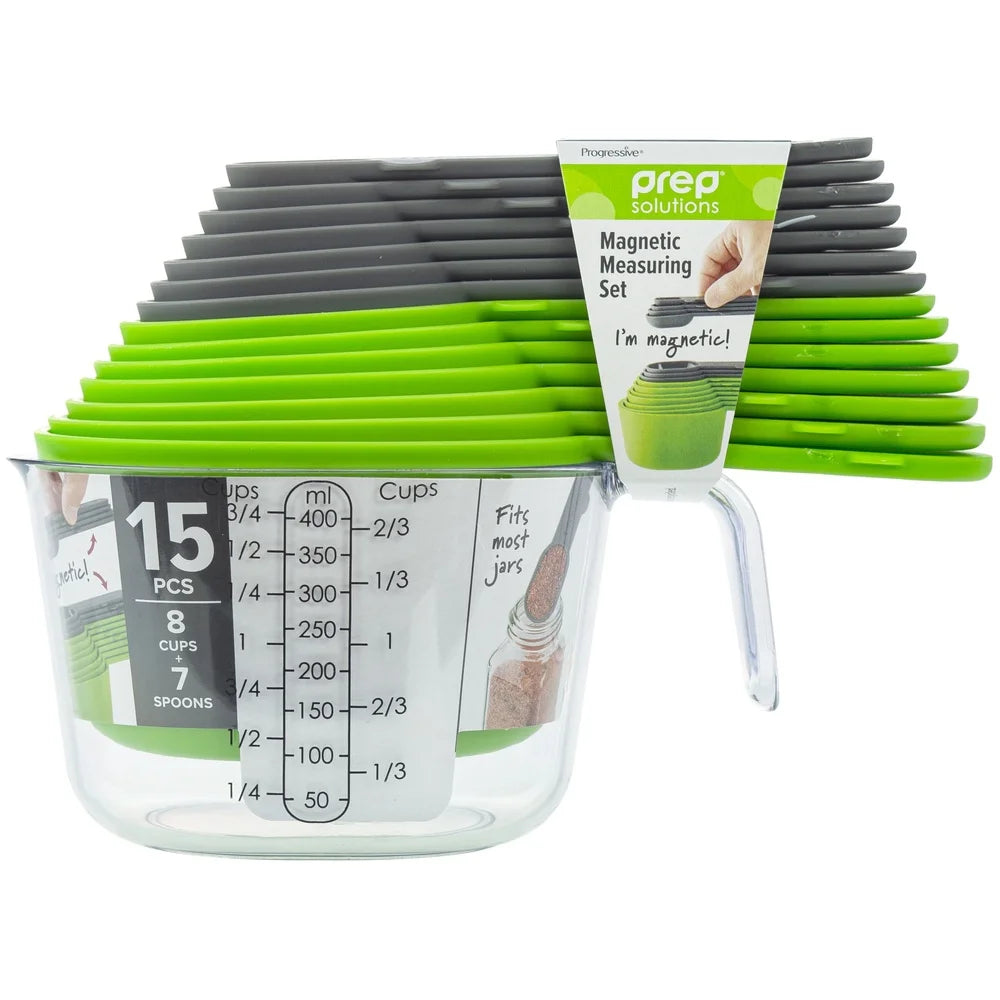 15 Piece Magnetic Measuring Set Nested Cups and Spoons, BPA Free, Dishwasher Safe