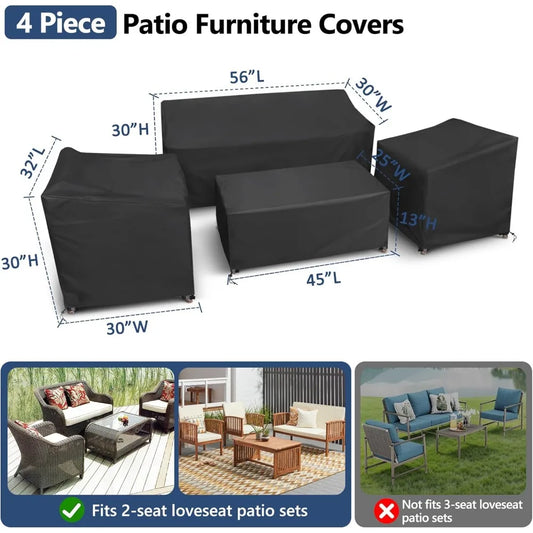 Outdoor Furniture Cover 4-Piece Waterproof Patio Set Protection