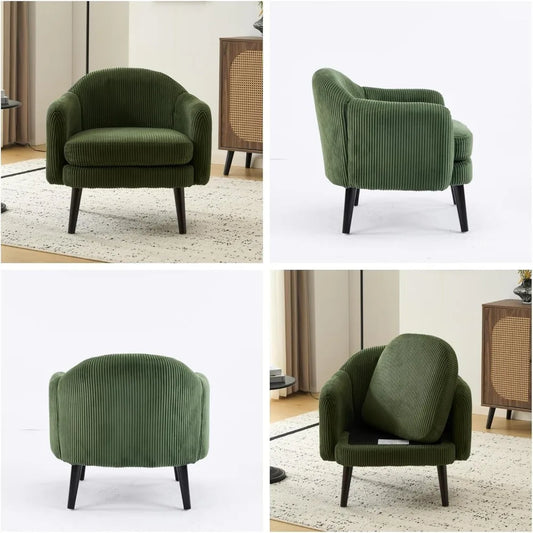 30.3 " Modern Barrel Accent Armchairs, Set of 2, with Track Armrest, Solid Wooden Legs, Comfortable, Upholstered Chairs