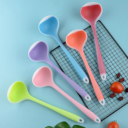 Silicone Soup Ladle 29cm Long Handle Heat Resistant Round Scoop