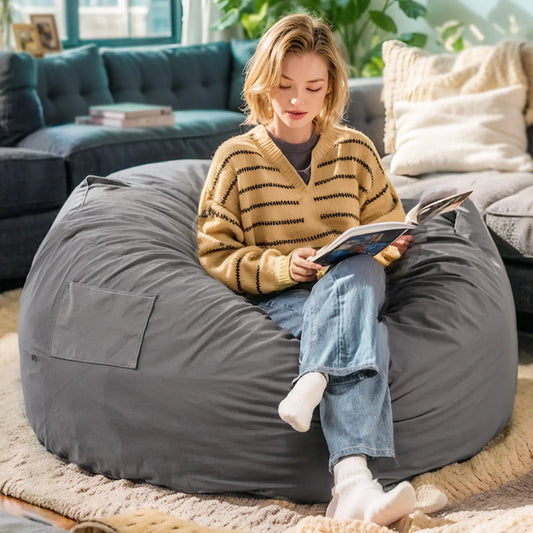 Oversized Bean Bag Chair 2 Sizes Foam Filled Removable Cover