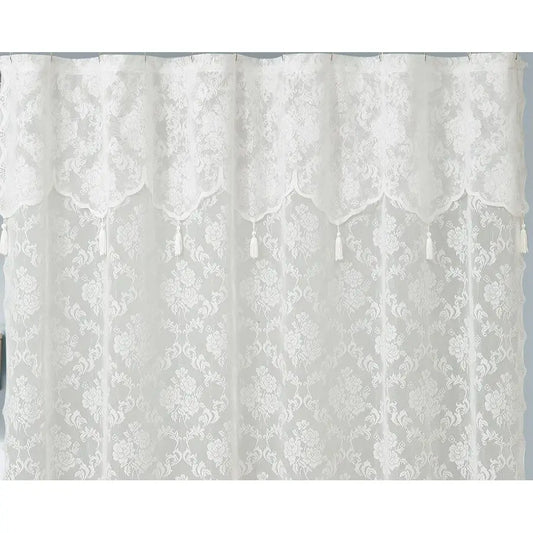 Ivory Shower Curtain with Valance Elegant Tassels Bathroom Curtain