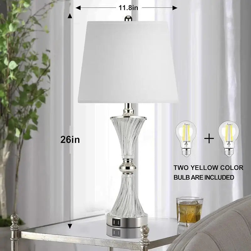Table Lamp Set of 2 Dimmable Touch Control with USB Charging Ports