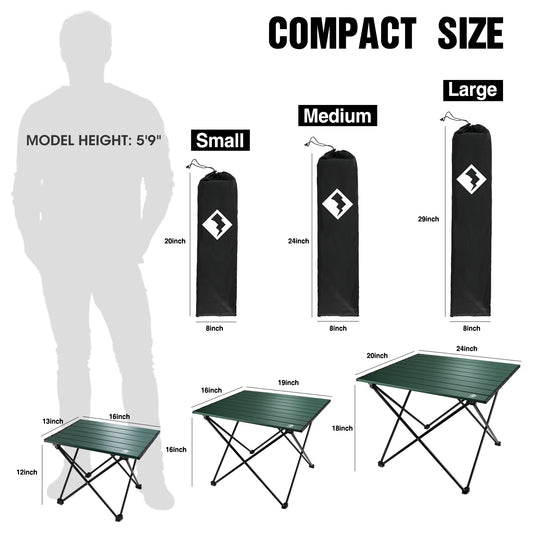 Portable Camping Table Ultralight Aluminum Folding with Carry Bag