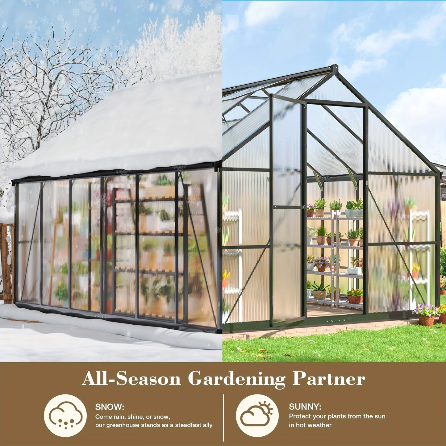 Polycarbonate Greenhouse Aluminum Frame Vent Roof UV Protection