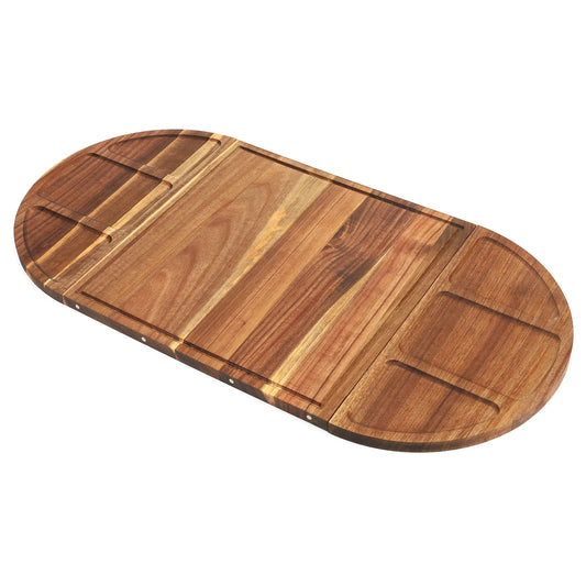 Acacia Wood Serving Tray Charcuterie Board Multi Function Grooves