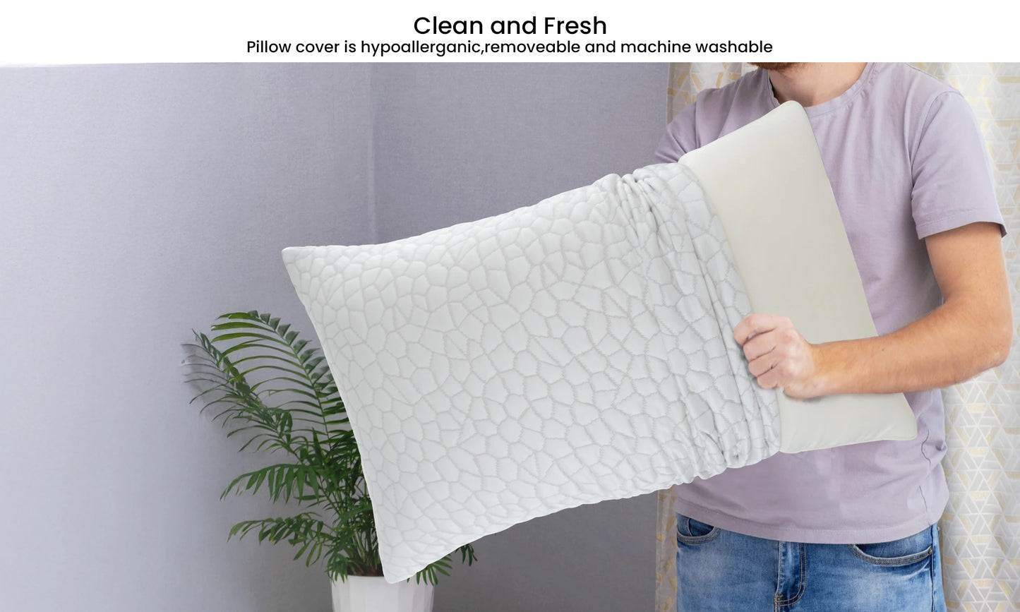 Shredded Memory Foam Pillows 2 Pack Adjustable Loft Washable Cover