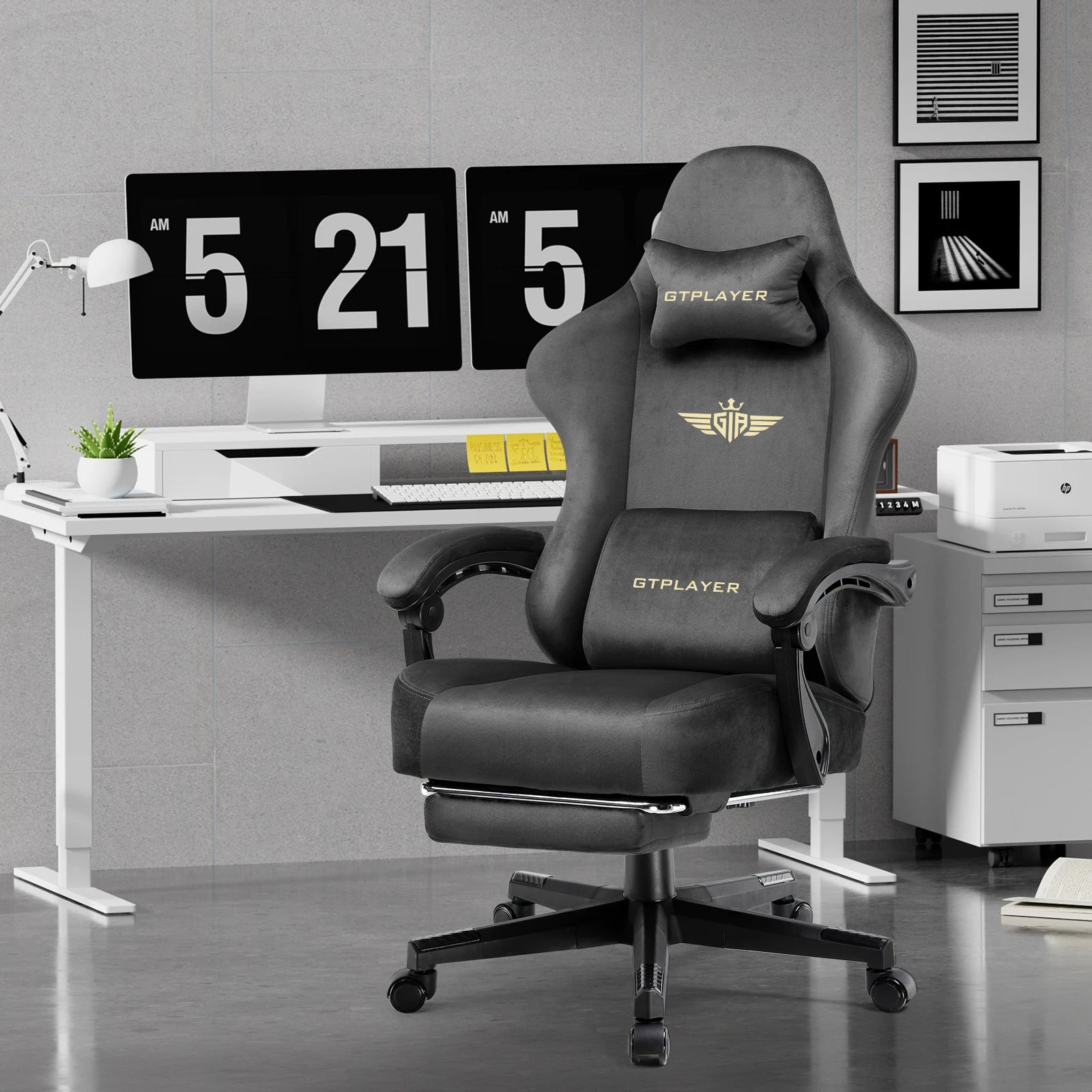 Gaming Desk Chair Breathable Fabric Adjustable Ergonomic Seat