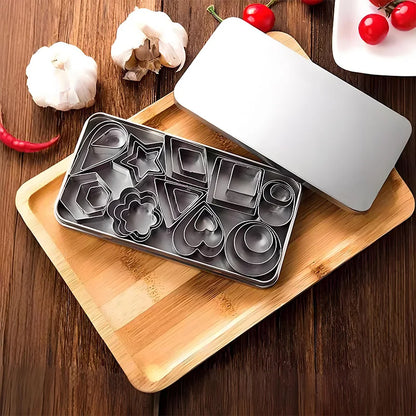 Cookie Cutter Set Stainless Steel Geometric Shapes with Clay Molds