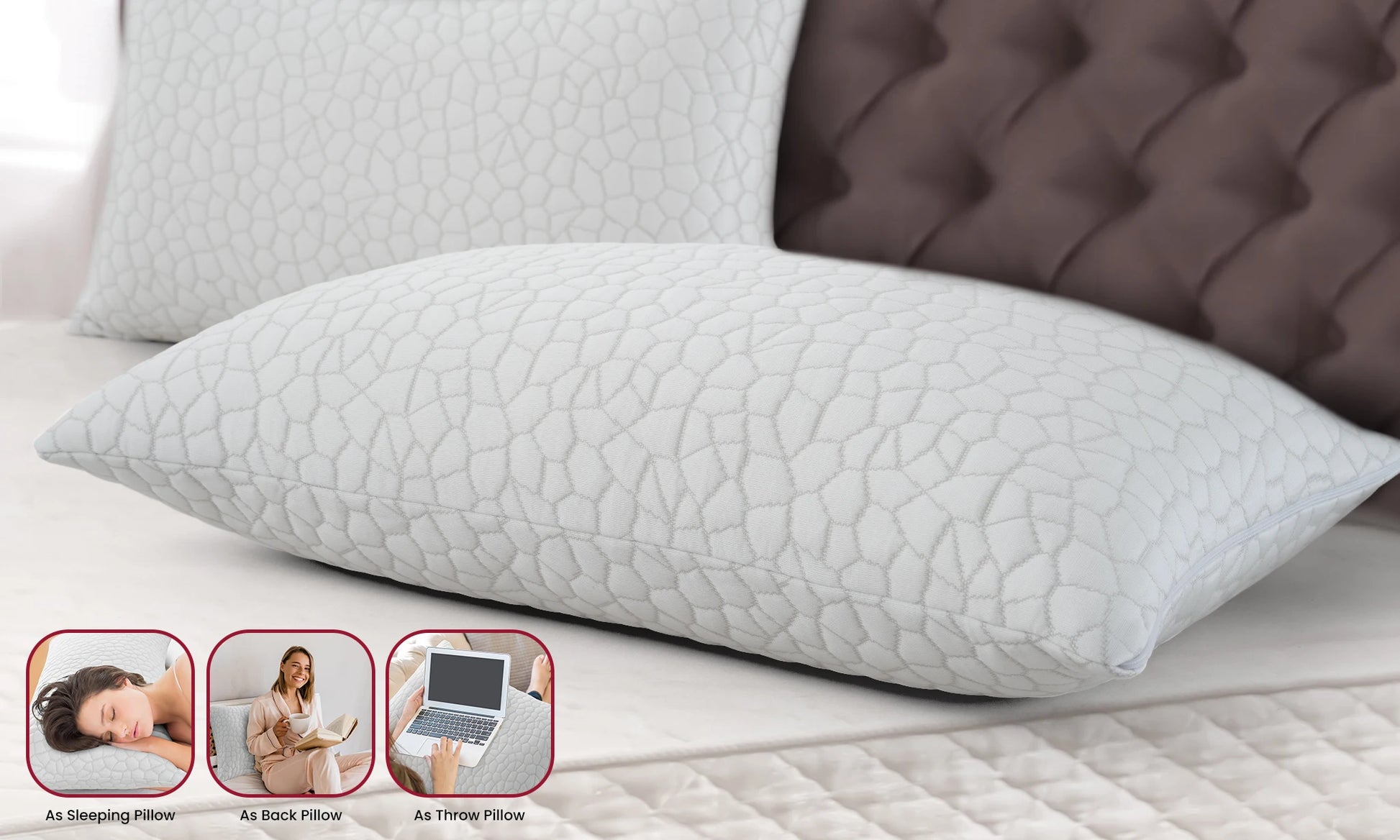 Shredded Memory Foam Pillows 2 Pack Adjustable Loft Washable Cover