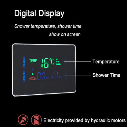 LED Light Shower Panel Waterfall Rain Digital Display Shower Faucet Set SPA Massage Jet Bathroom Column Mixer Tap Tower System