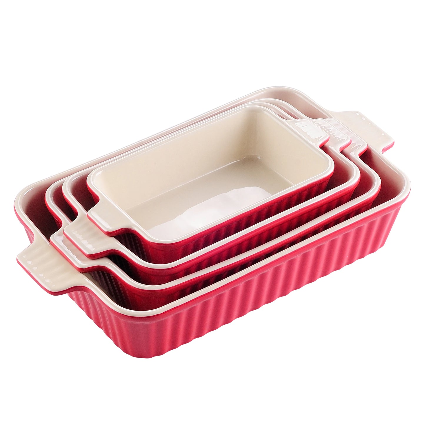 Ceramic Baking Dish Set 4 Piece Oven Safe with Handles MALACASA