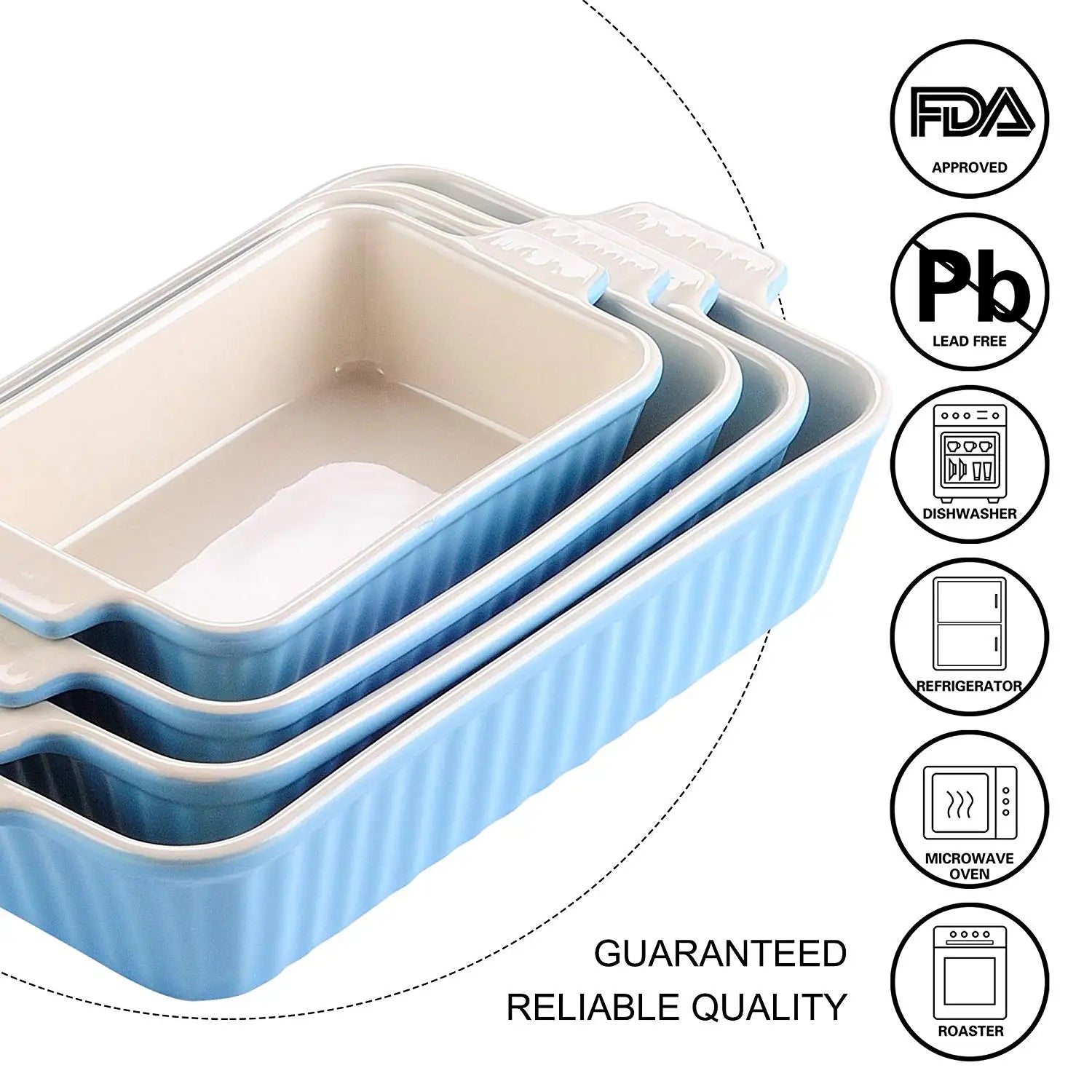 Ceramic Baking Dish Set 4 Piece Oven Safe with Handles MALACASA