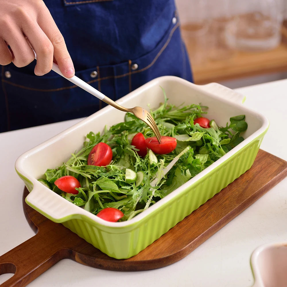 Ceramic Baking Dish Set 4 Piece Oven Safe with Handles MALACASA