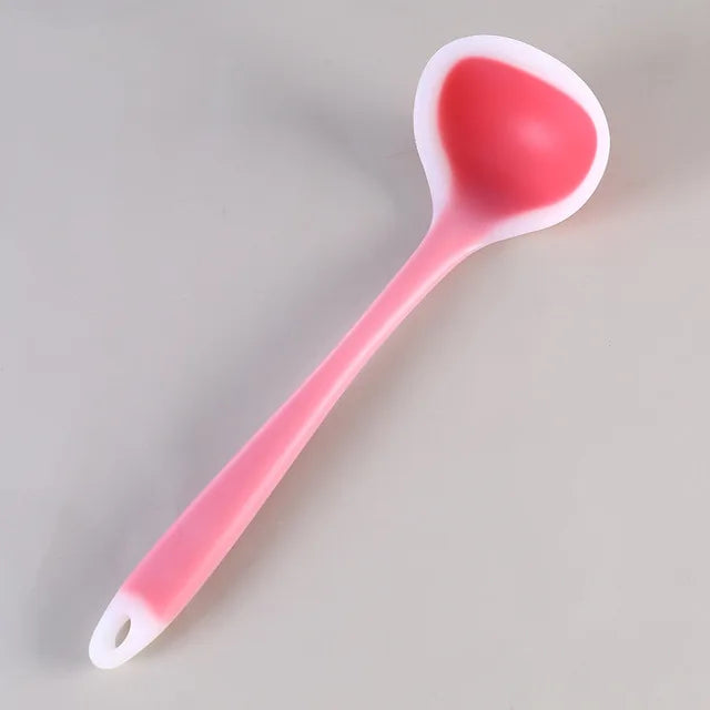 Silicone Soup Ladle 29cm Long Handle Heat Resistant Round Scoop