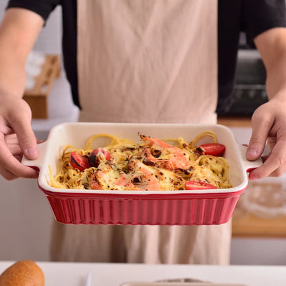 Ceramic Baking Dish Set 4 Piece Oven Safe with Handles MALACASA