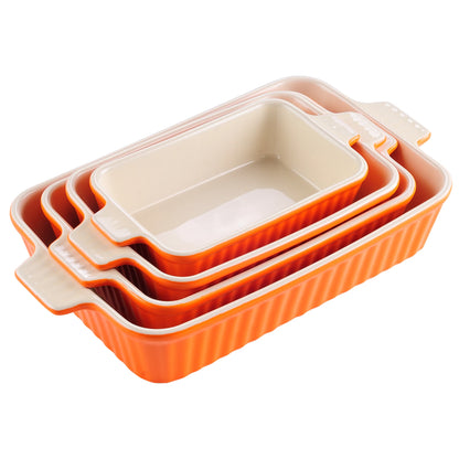 Ceramic Baking Dish Set 4 Piece Oven Safe with Handles MALACASA