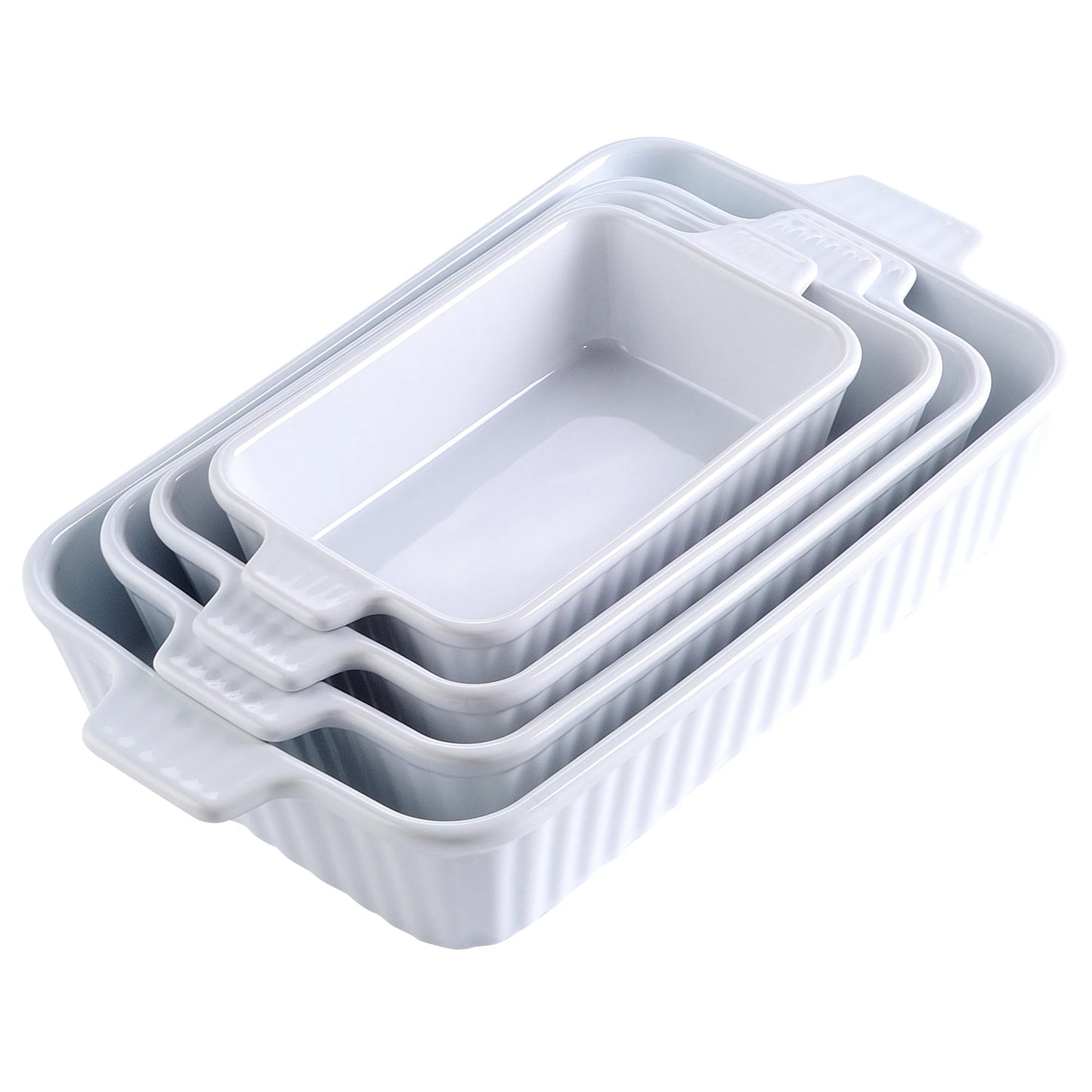 Ceramic Baking Dish Set 4 Piece Oven Safe with Handles MALACASA